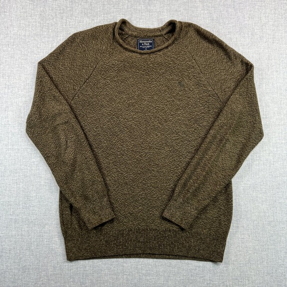 Abercrombie & Fitch Roll Neck Sweater Men Small Brown Black Cotton Coastal Layer - Picture 1 of 8